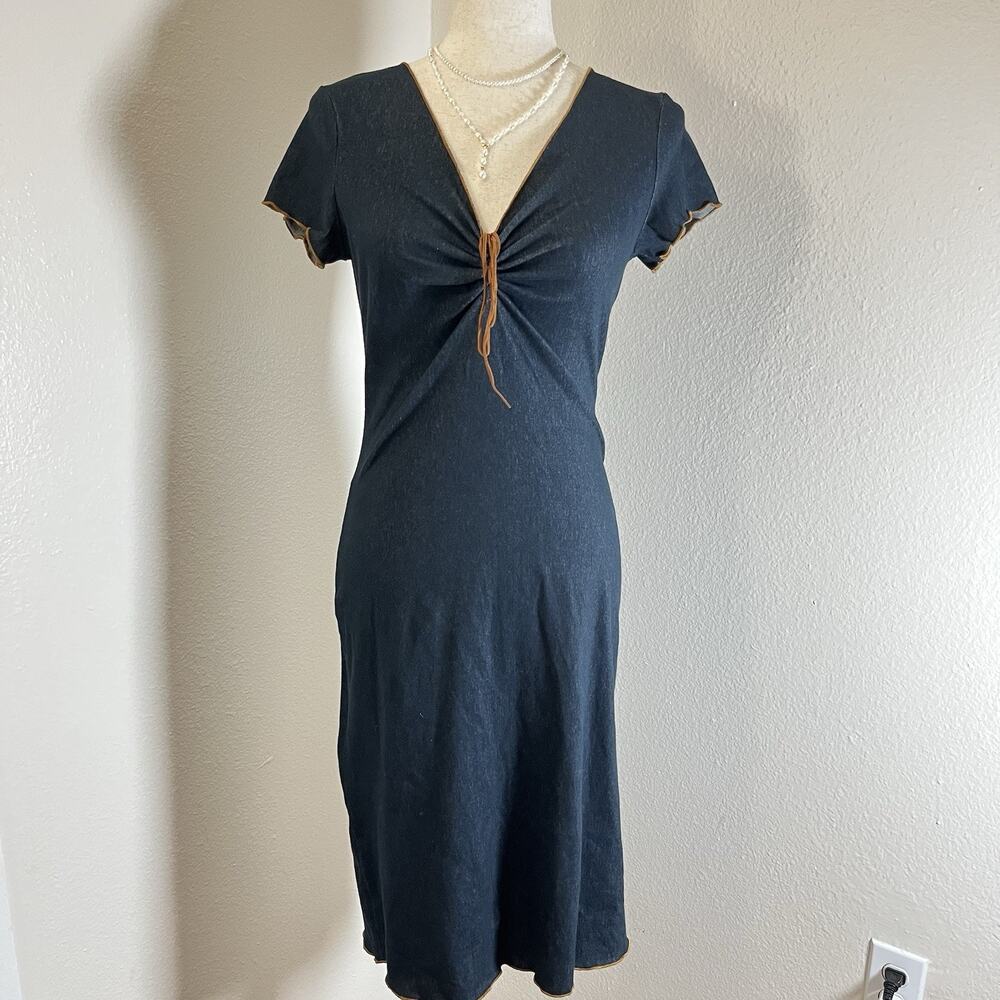 VTG Carrie Allen Twist Front Mini Dress Milkmaid Y2K V Neck